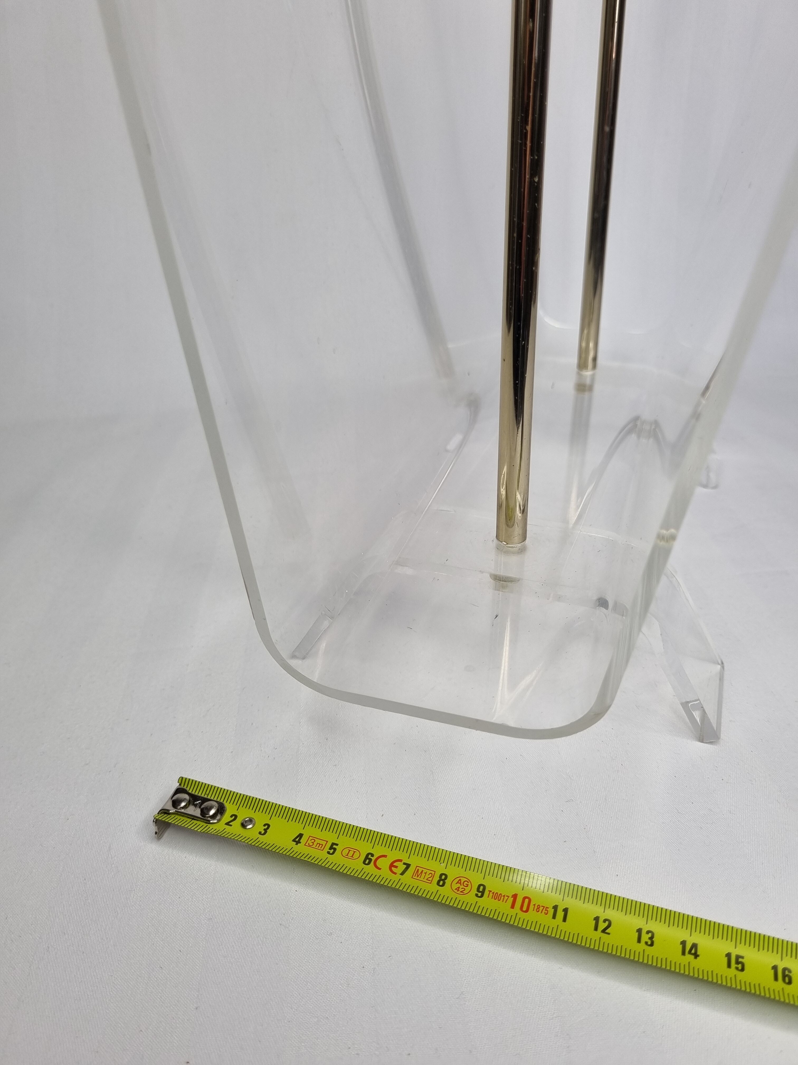 Vintage plexiglass and metal magazine holder, 80s