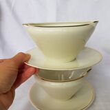 Ensemble de 2 bols à soupe / saucières à bords dorés de Bavière Allemagne avec plaque inférieure attachée