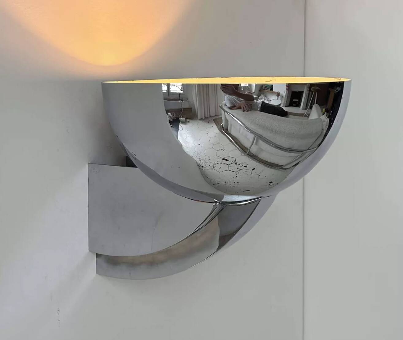 Vintage Perzel 347 bm wall lamp, chrome-plated bronze, France 1940