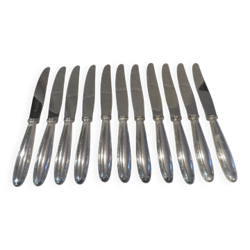 11 Christofle Rubans LXVI tapered silver metal handle table knives