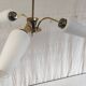 Brass chandelier with three lights and opaline tulips - 1950s/60s