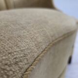 1960s, Danish armchair, green furniture velour, oak wood.