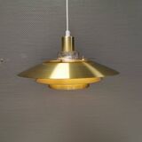 Gold lacquered aluminum hanging lamp from Danish JEKA (closed in the early 90s) model Opus 8037-H