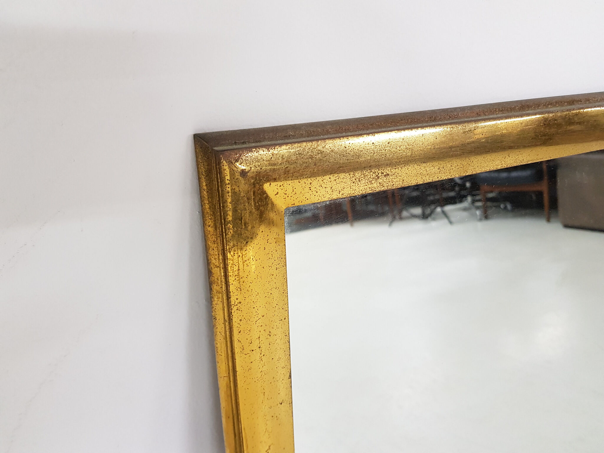 Vintage brass rectangle mirror
