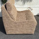 Fauteuil convertible vintage en tissu beige et marron