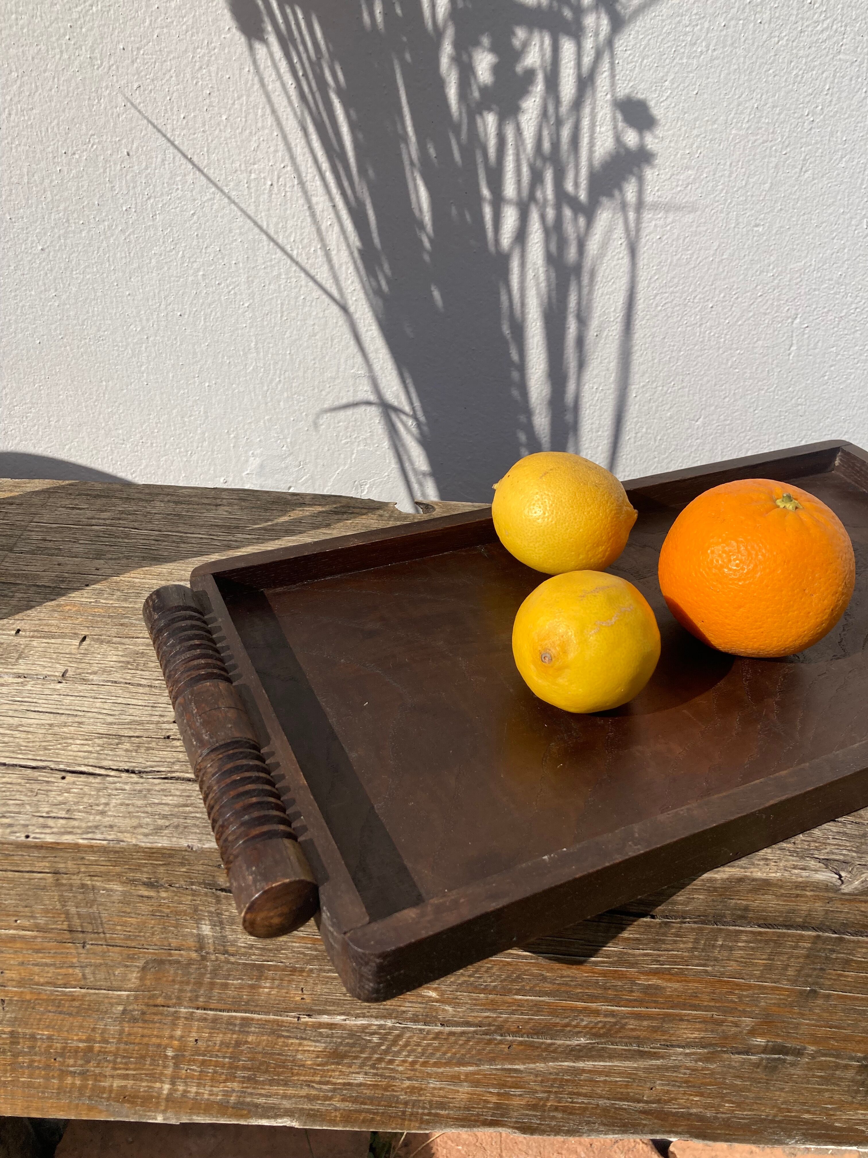 Rectangular art deco turned wood tray