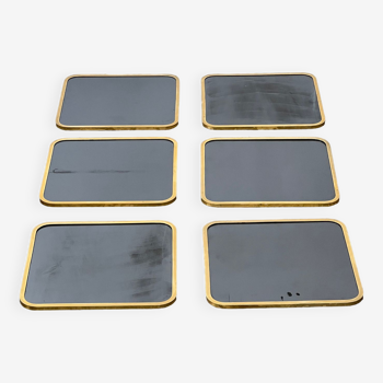 Lot de 6 miroirs en laiton années 70