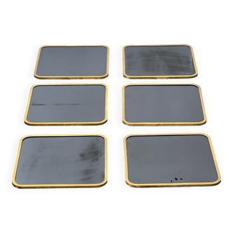 Lot de 6 miroirs en laiton années 70