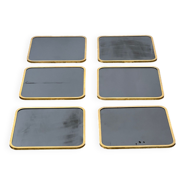 Set of 6 brass mirrors 70s