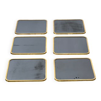 Set of 6 brass mirrors 70s
