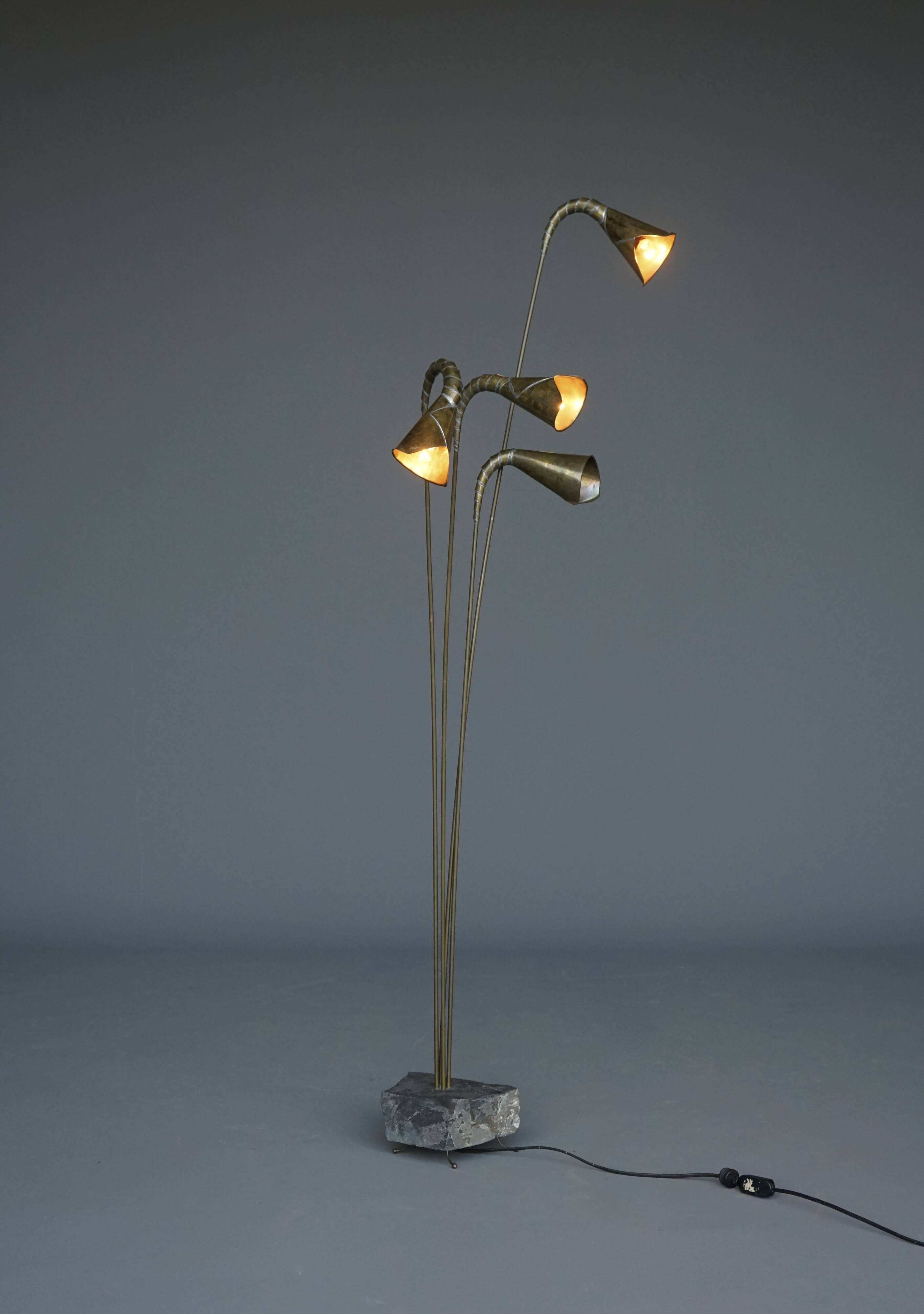 1990s artisanal Brutalist Postmodern Belgium floor Lamp