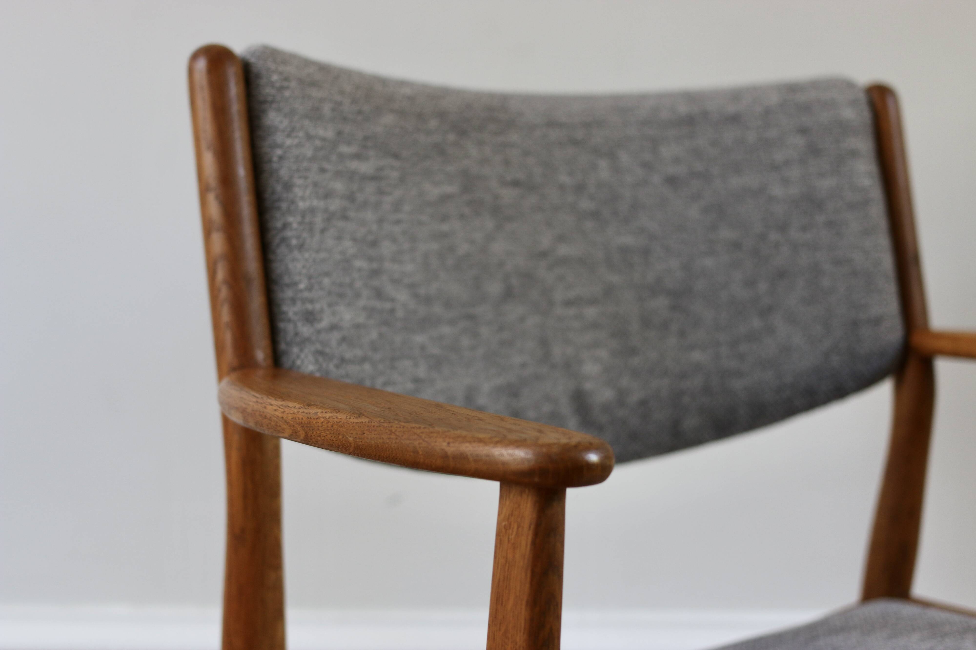 Pair of vintage Scandinavian Poul Volther J72 oak armchairs, 1960s