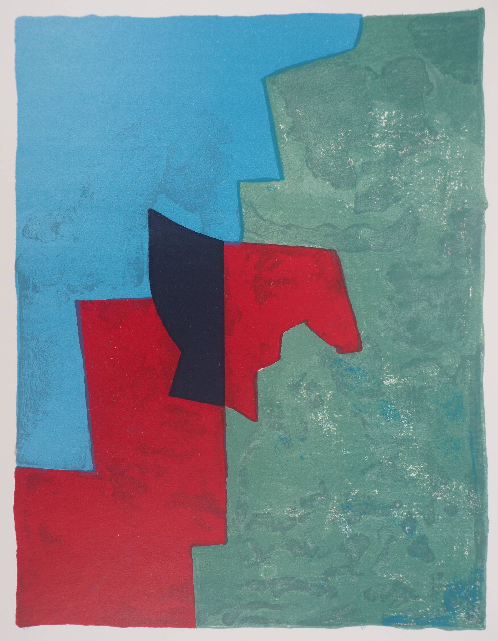 Serge Poliakoff: Red, green and blue composition, original lithograph