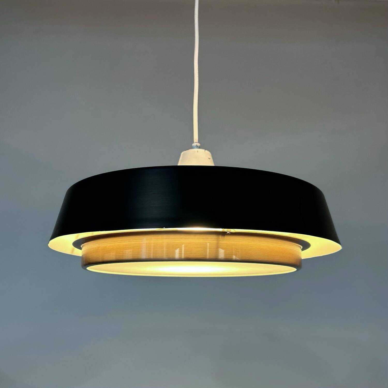 Metal pendant lamp by j.j.m. hoogervorst for anvia, 1960s | rare model