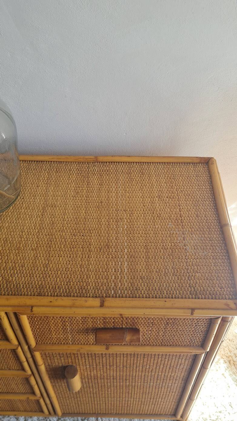 Vintage rattan chest of drawers