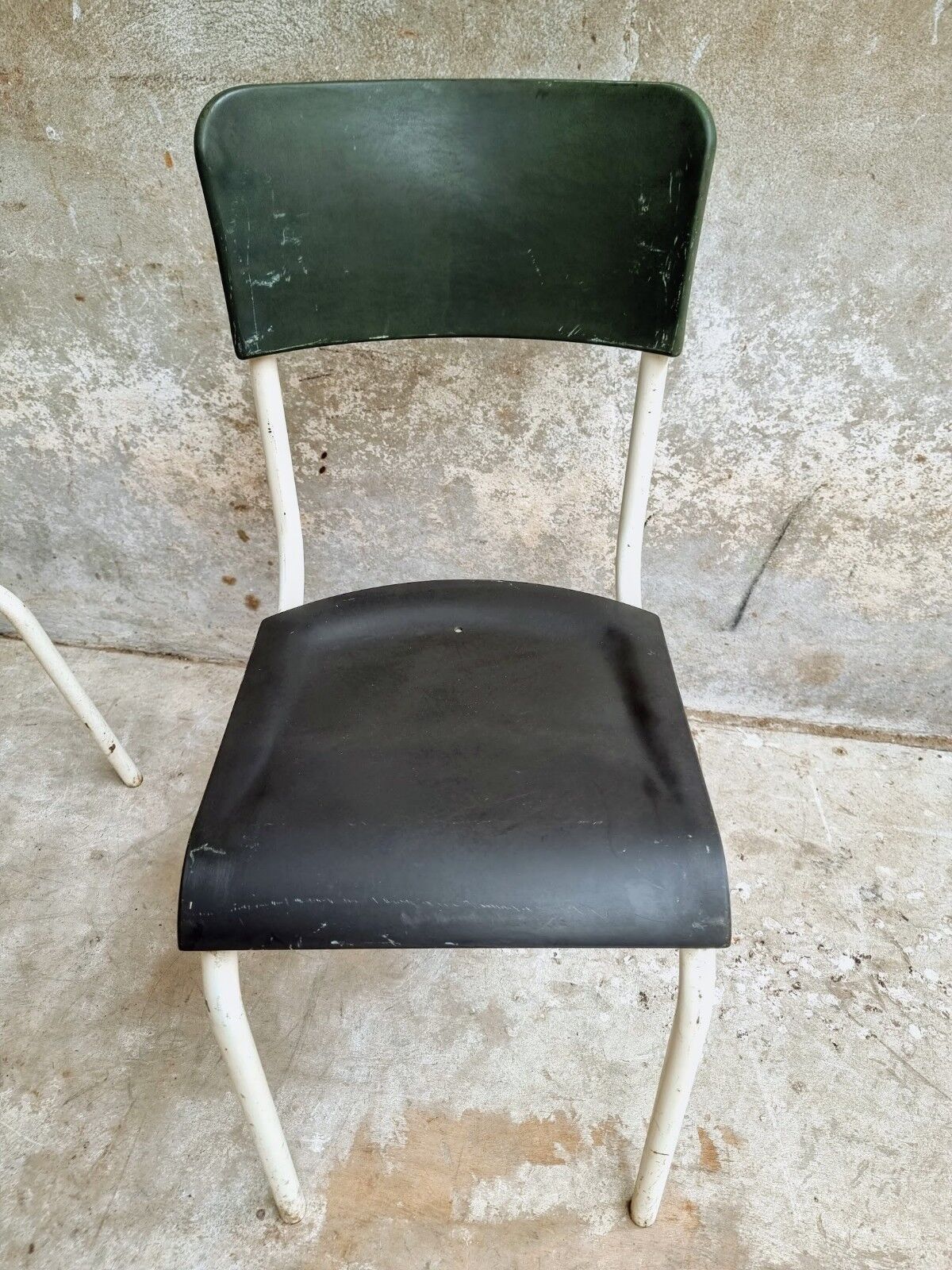 Set of vintage chairs stacking chairs green bakelite