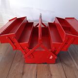 Bright red vintage tool box