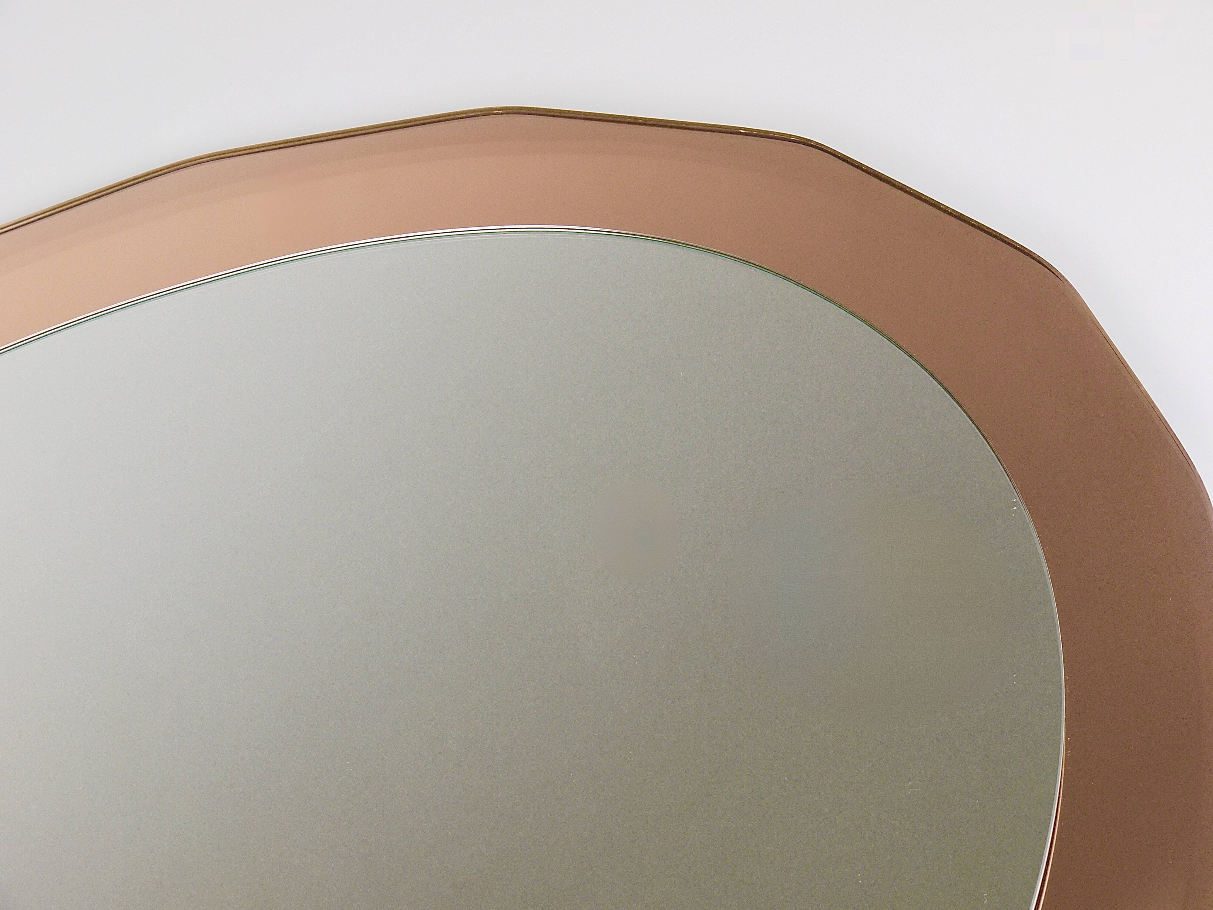 Cristal Arte Pink Oval Rosé Mid-Century Wall Mirror, Italy, 1960s