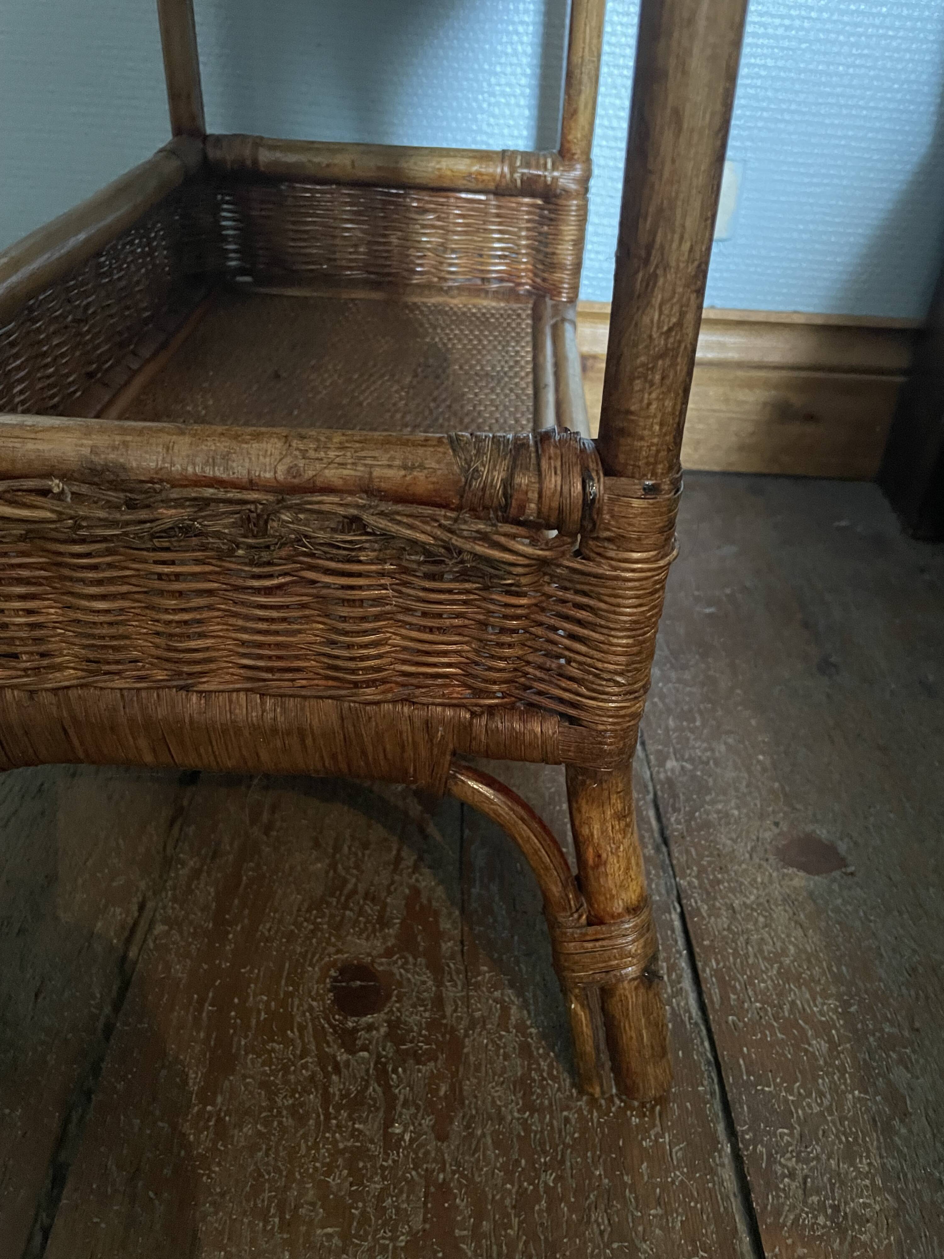 Rattan and cane shelf