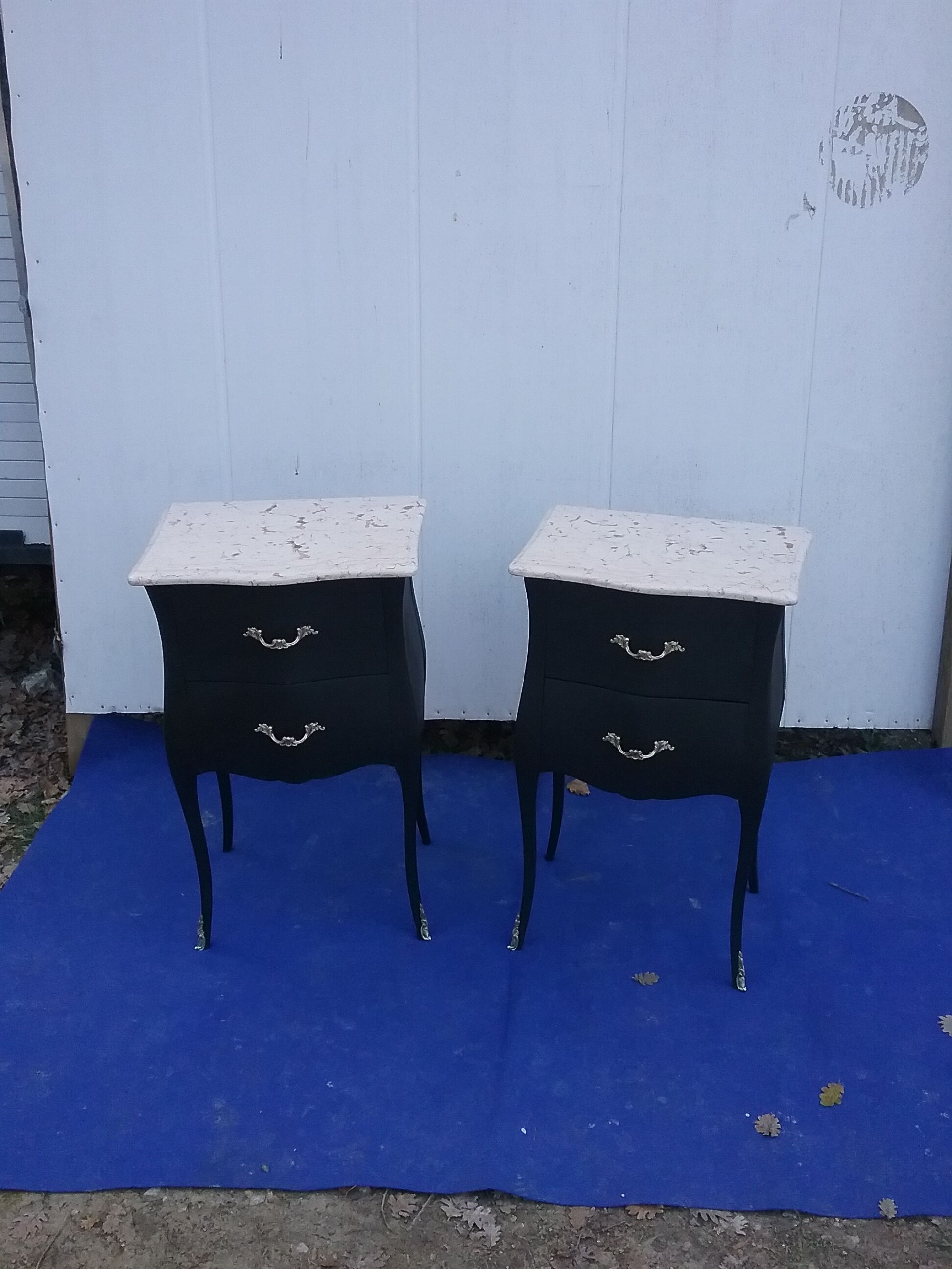 Pair of black L XV style bedside tables