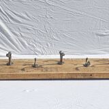 Wooden wall coat rack with 9 double cast iron hooks