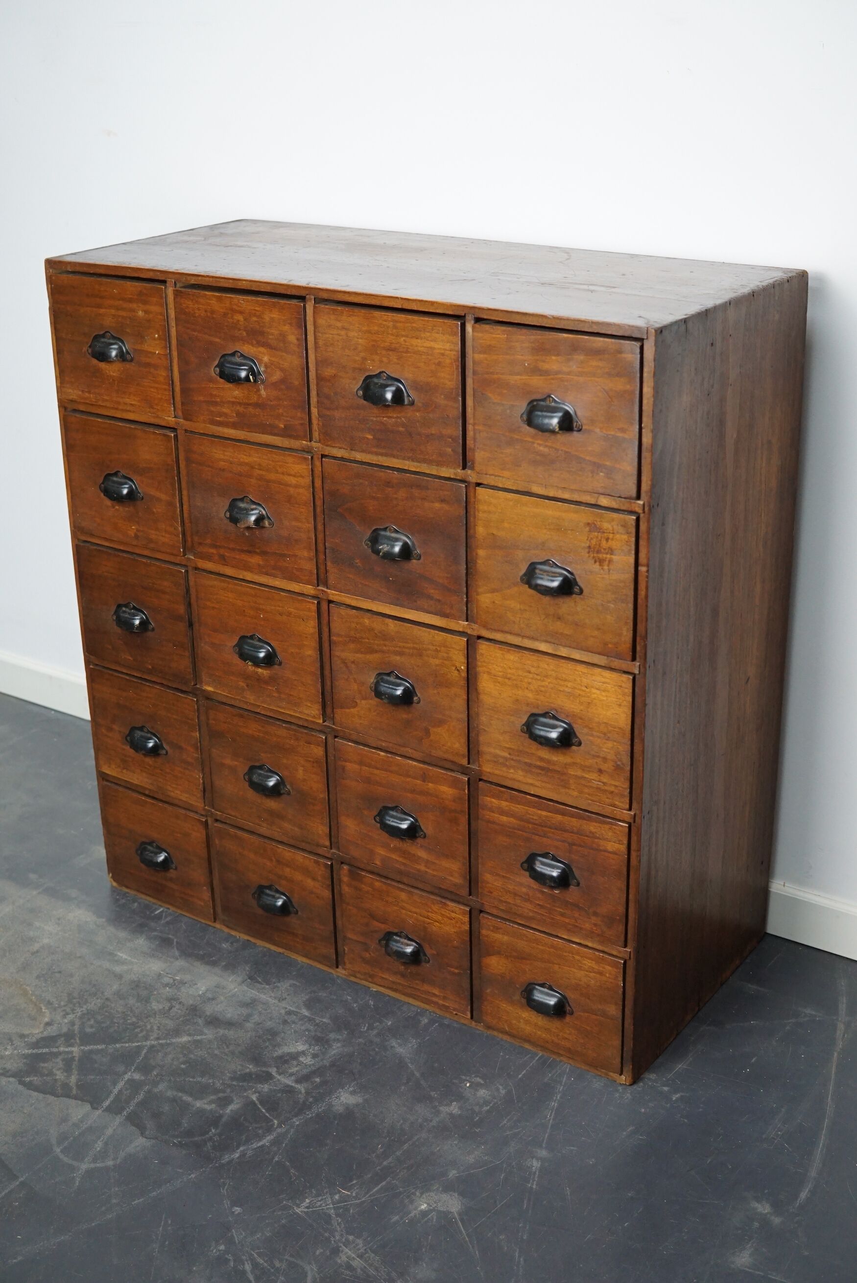 French fruitwood apothecary cabinet, ca 1950s