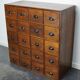 French fruitwood apothecary cabinet, ca 1950s