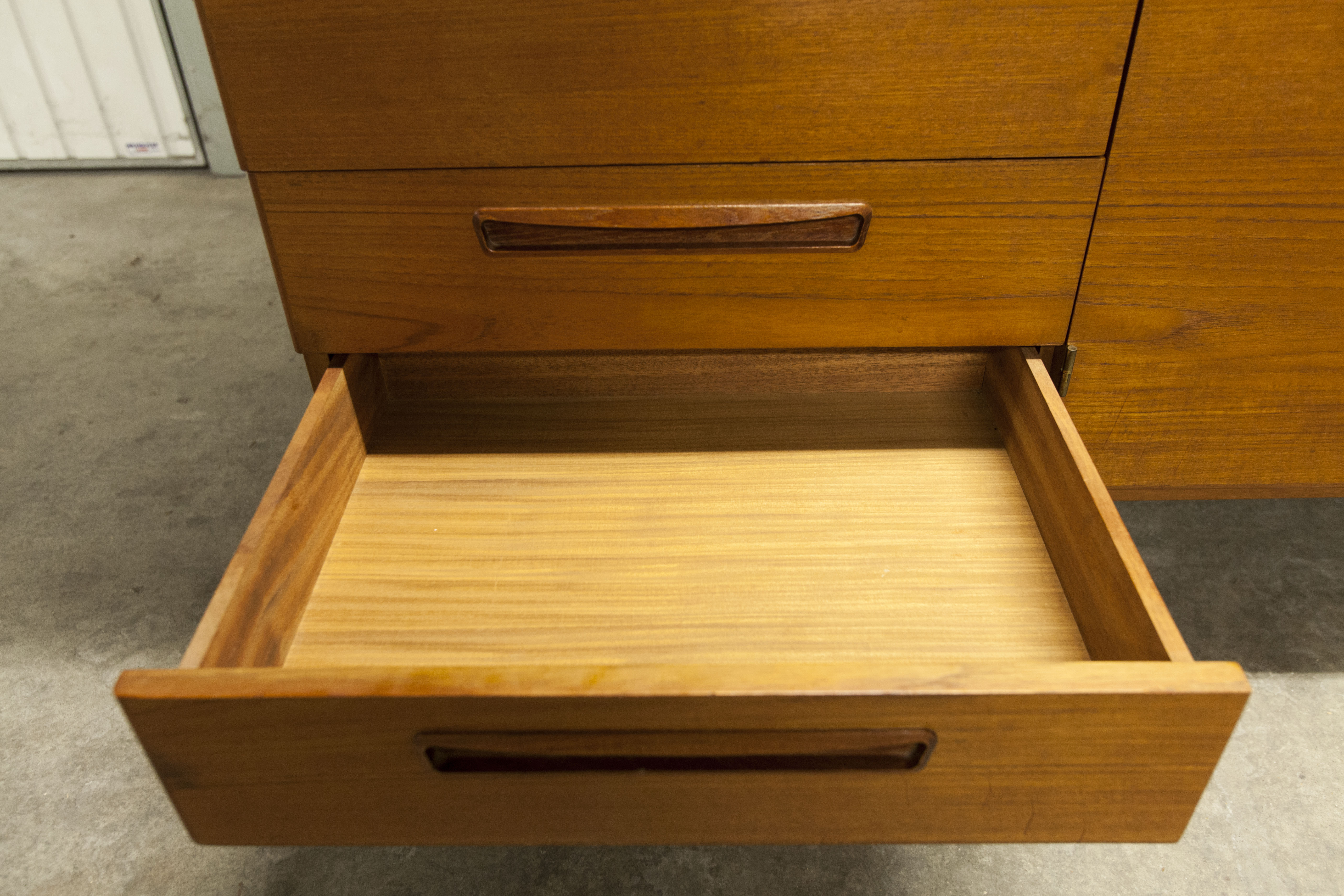 Danish Scandinavian wardrobe signed Sven Ellekaer 1960 3 doors 2 drawers with mounting plan