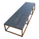 Weighty coffee table with solid iron frame and stone slate table tops, made on commission by architect Alex Vervoordt, Belgium 1990s