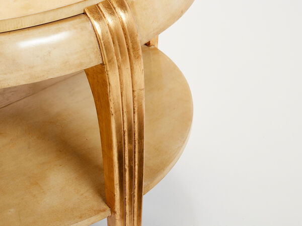 Table d’appoint parchemin dorure 1930s