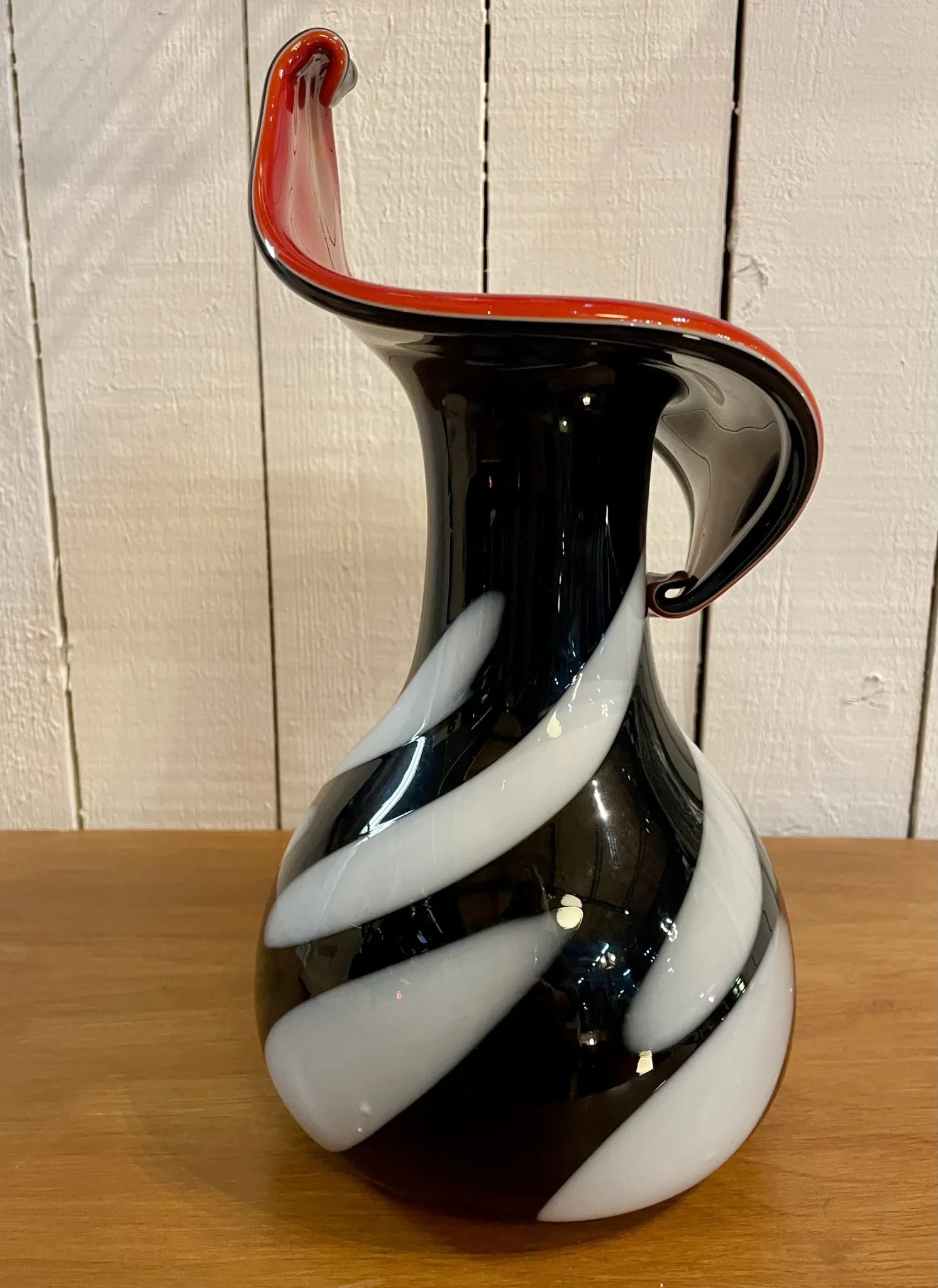 Italian "zebra" glass vase