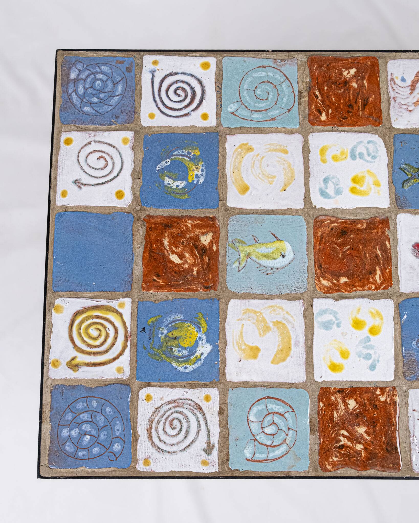 Wrought iron and ceramic coffee table, French work, 2013