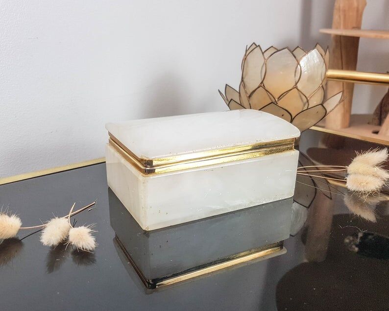 Marble and brass jewellery box