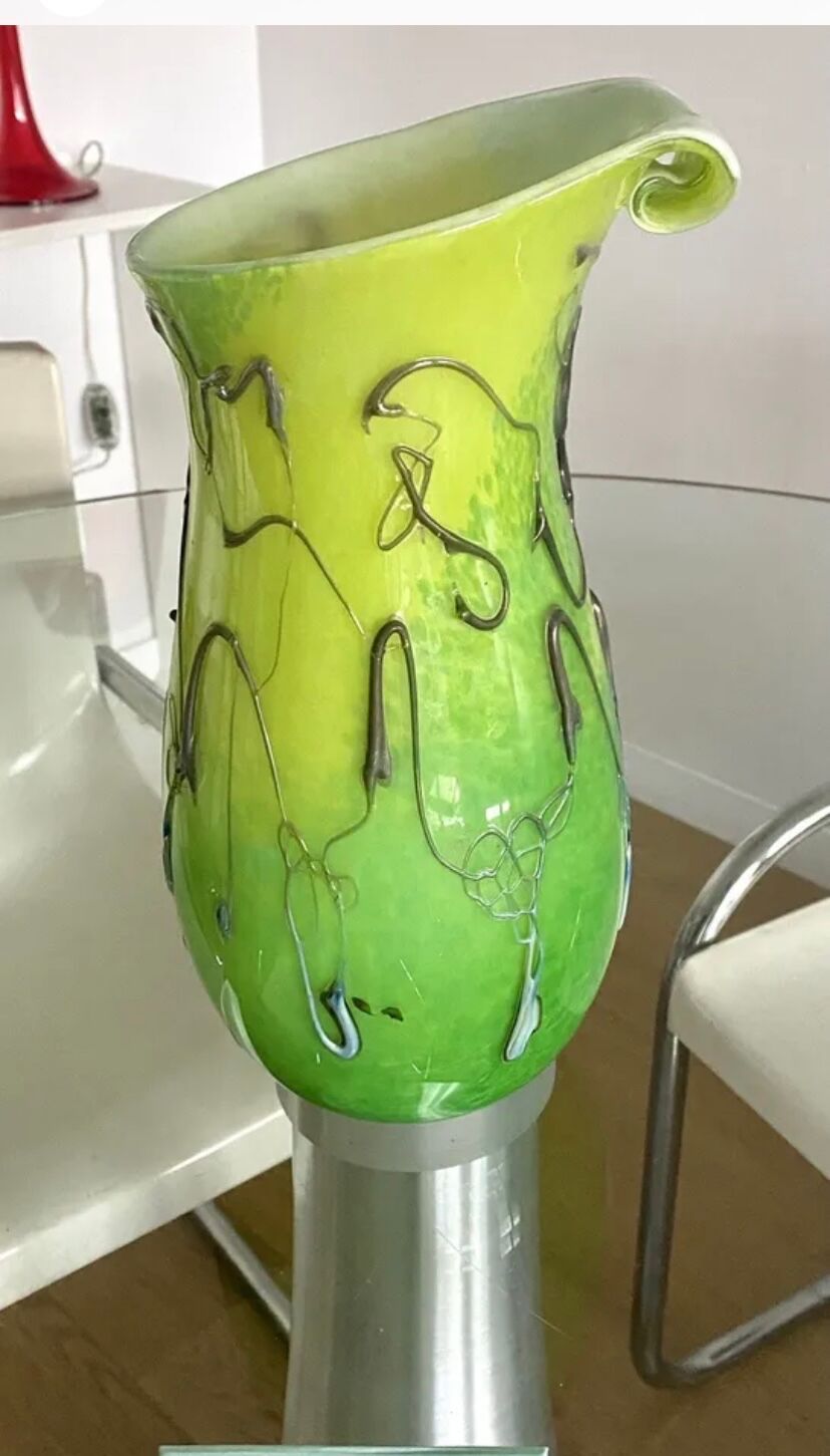 Vase Silviy glass blown Murano varried glass paste object decoration