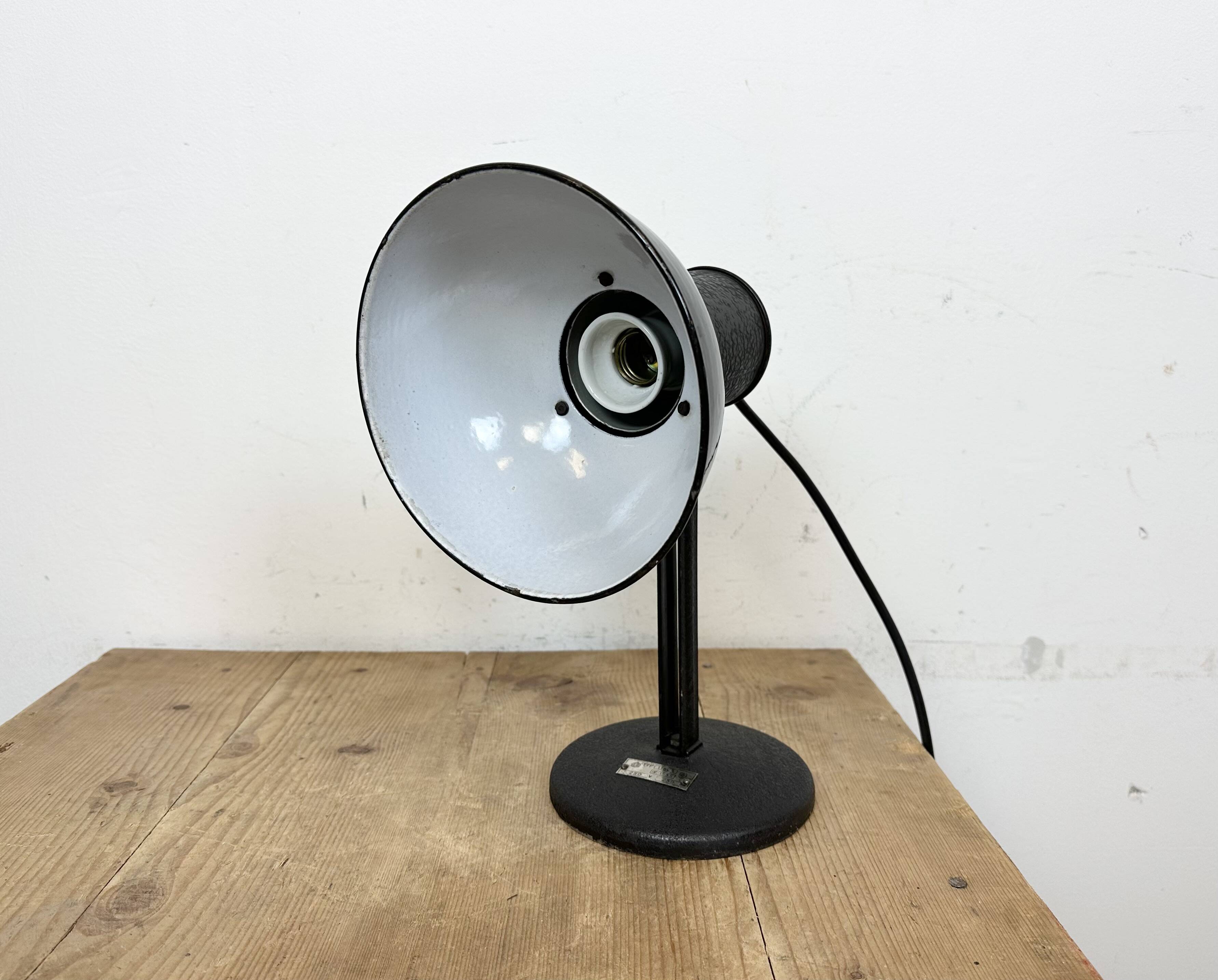 Vintage black enamel table photo lamp, 1950s