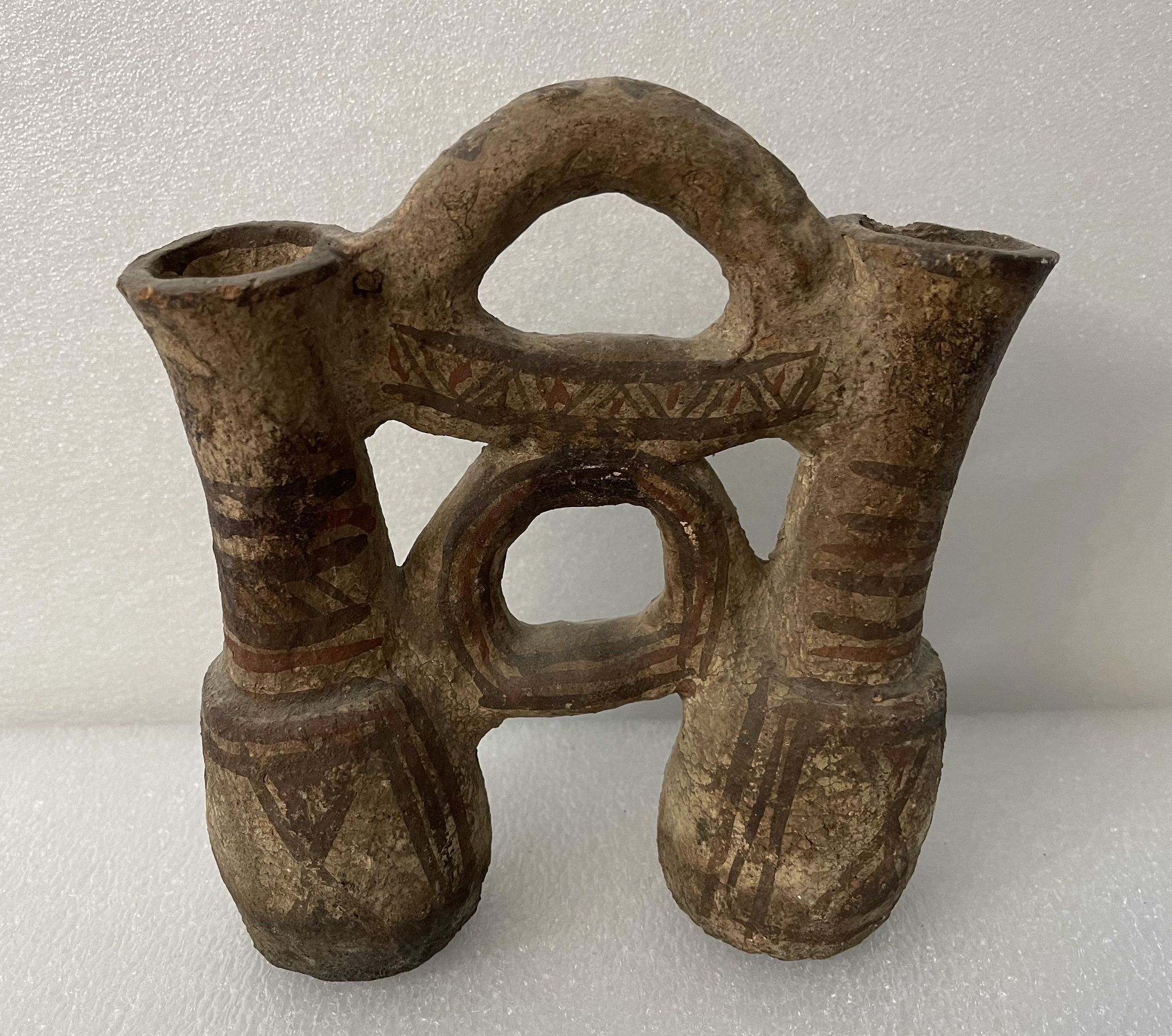 Pichet double terre cuite XVII e siècle ou avant,  Maroc