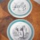 Service ceramic dessert plate St Amand x 11, cheese plate, talking plate theme sport