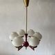 6 pendant lamps in glass and burgundy brass by Hans-Agne Jakobsson, 1960s, Sweden
