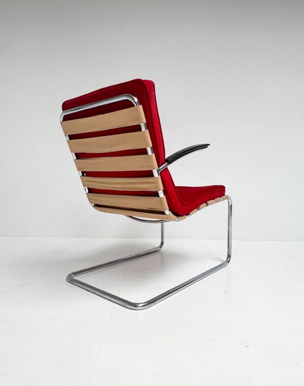 Zeer unique fauteuil Gispen 411 des années 1930. Uniek, omdat dit model sins