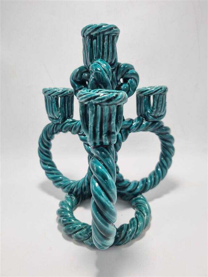 Wicker ceramic candle holder