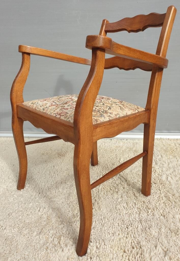 Fauteuil bridge de bureau assise tapisserie vintage 1950