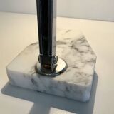 Vintage art deco lamp for Fare in chrome and white and grey veined marble France circa 1930