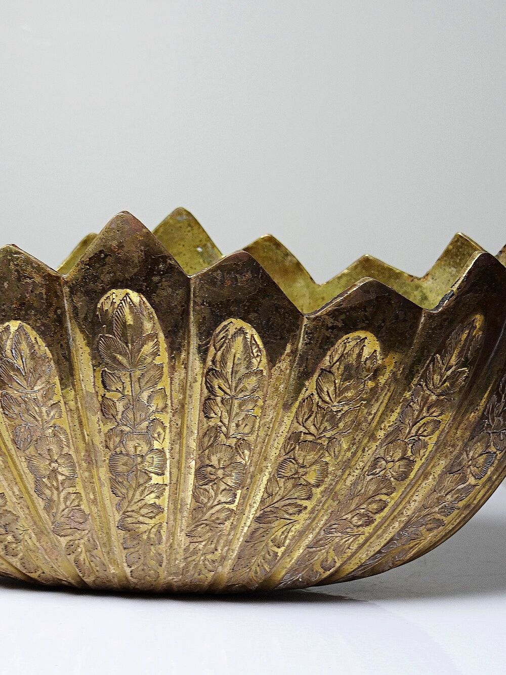 Antique Indian brass jardinière, circa 1920-1940.