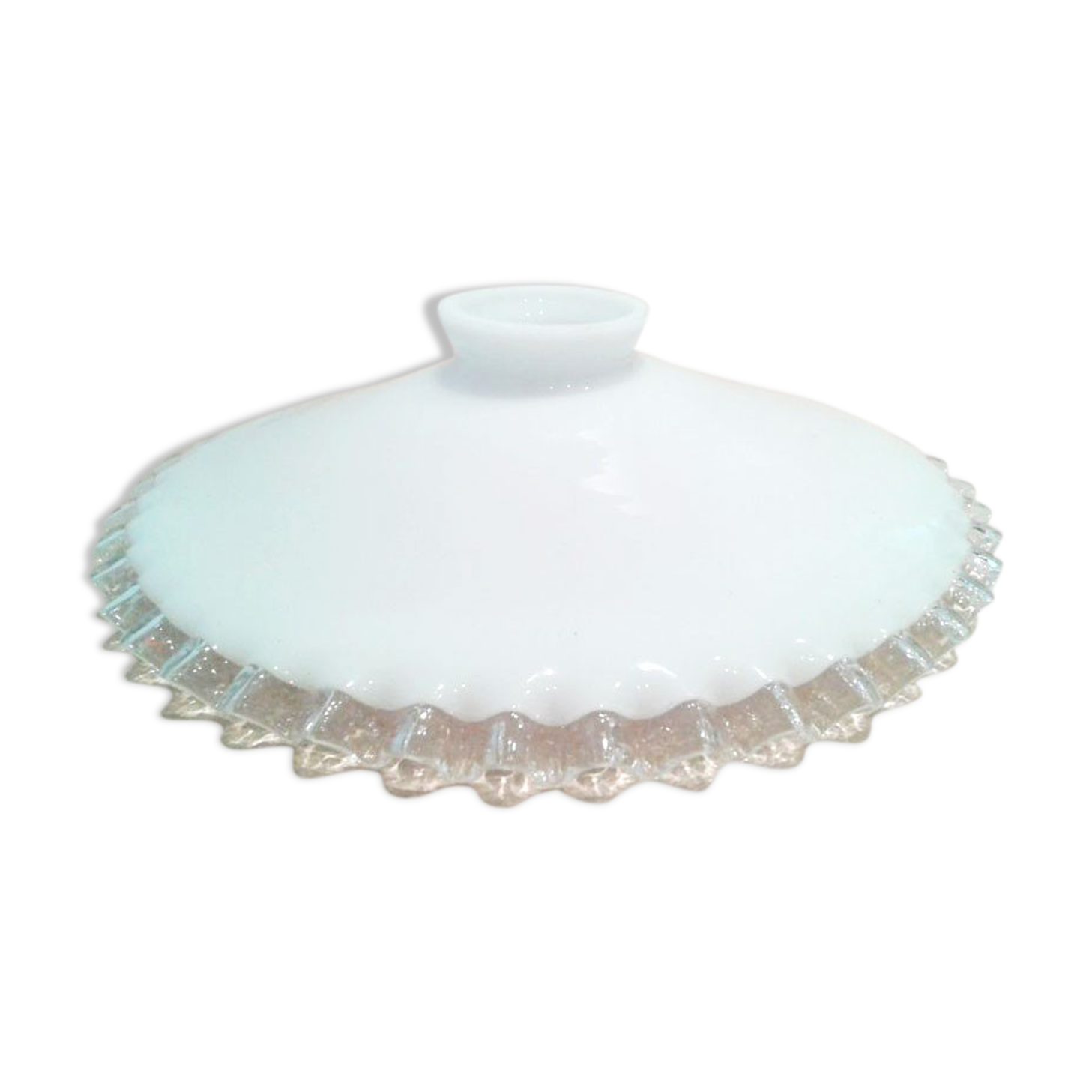 Abat-jour opaline blanche dentelle