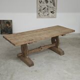 Large 19th century elm monastery table with solid top