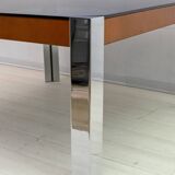 Willy Rizzo Style MidCentury Modern Italian Chrome and Leather Dining Table