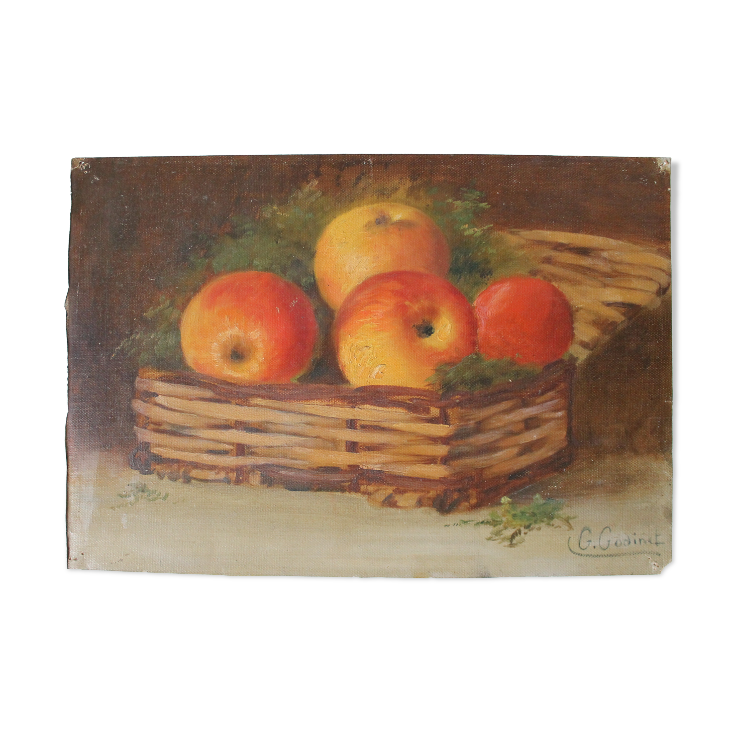 Peinture de G.Godinet "Pommes dans un panier"
