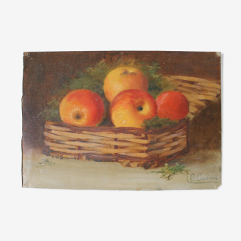 Painting by G.Godinet "Apples in a basket"