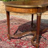 Table de milieu marqueterie et bronze époque Napoléon III - XIXe