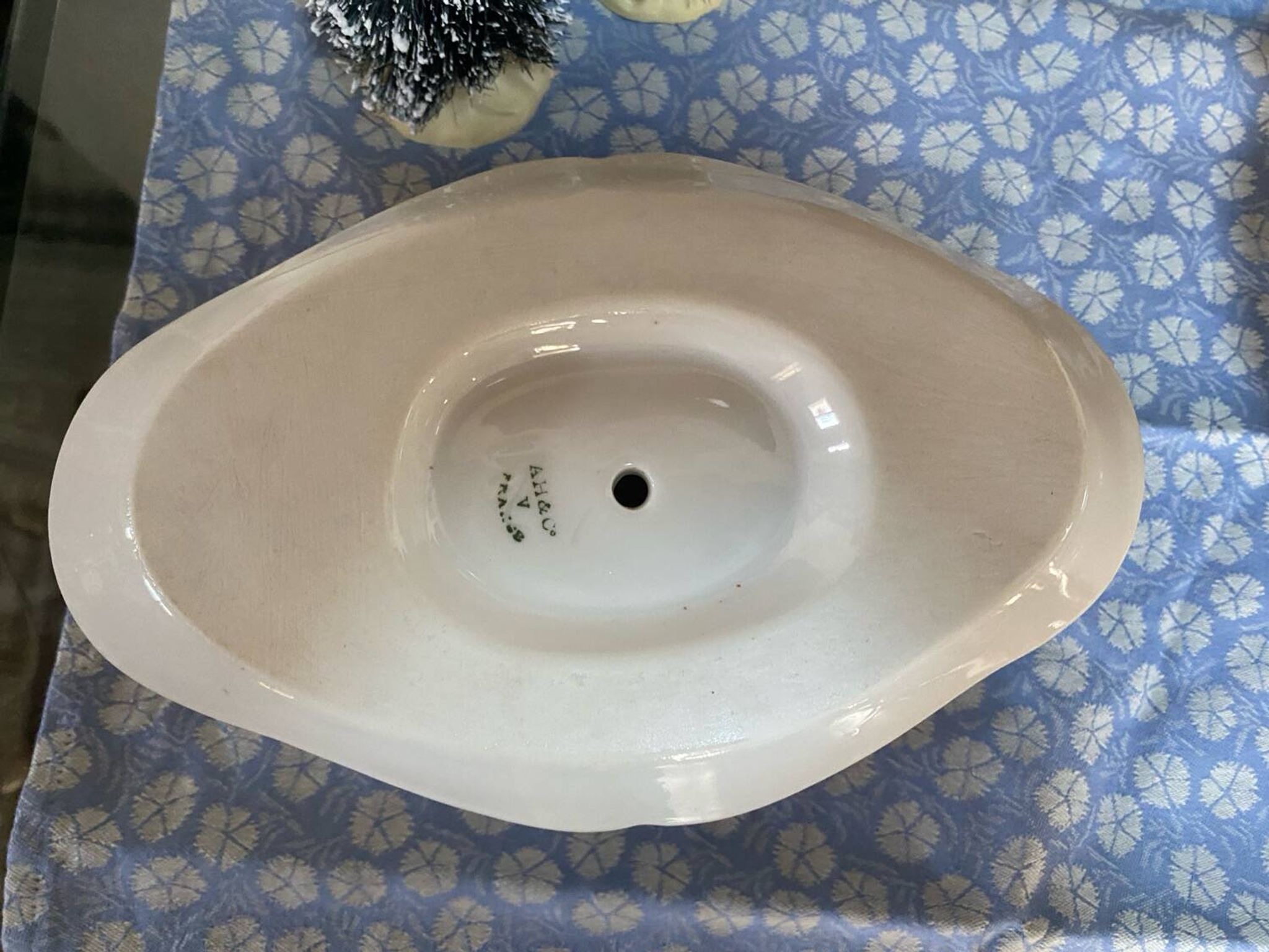 Saucière en porcelaine motif bambou ancienne 
